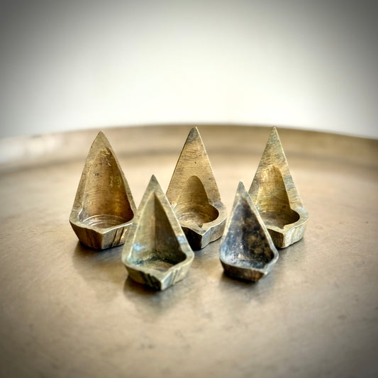 Set of 5 Vintage Kerala Ghee Lamps