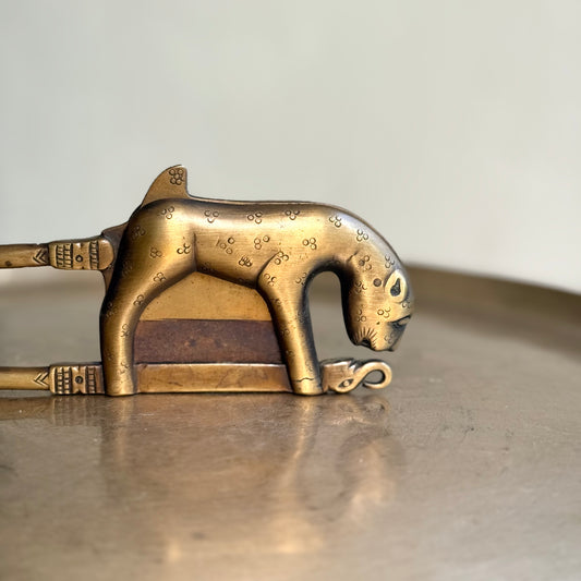 Vintage Brass Tiger Nutcracker