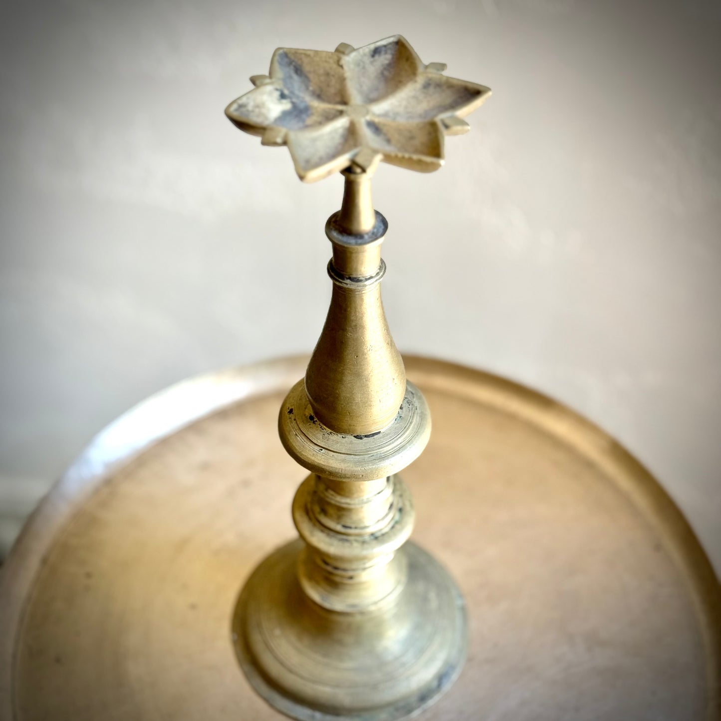 Exceedingly Rare Deccan Brass Oil Lamp