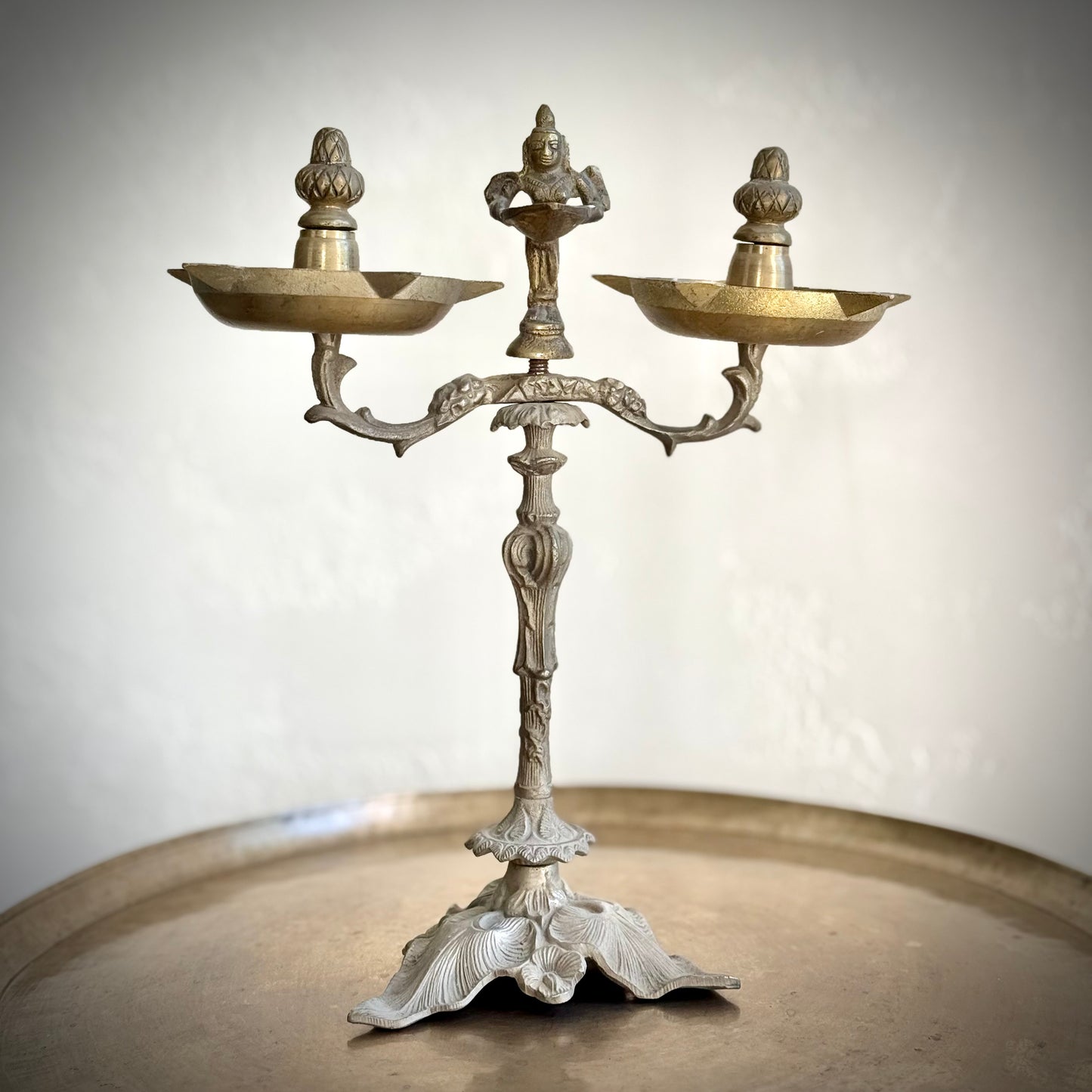 Exquisite Lamp With Pavaai Vilakku & Ornate Detailing