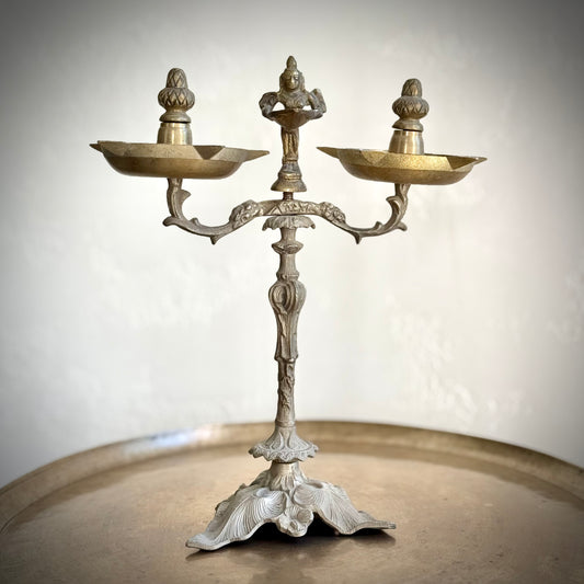 Exquisite Lamp With Pavaai Vilakku & Ornate Detailing