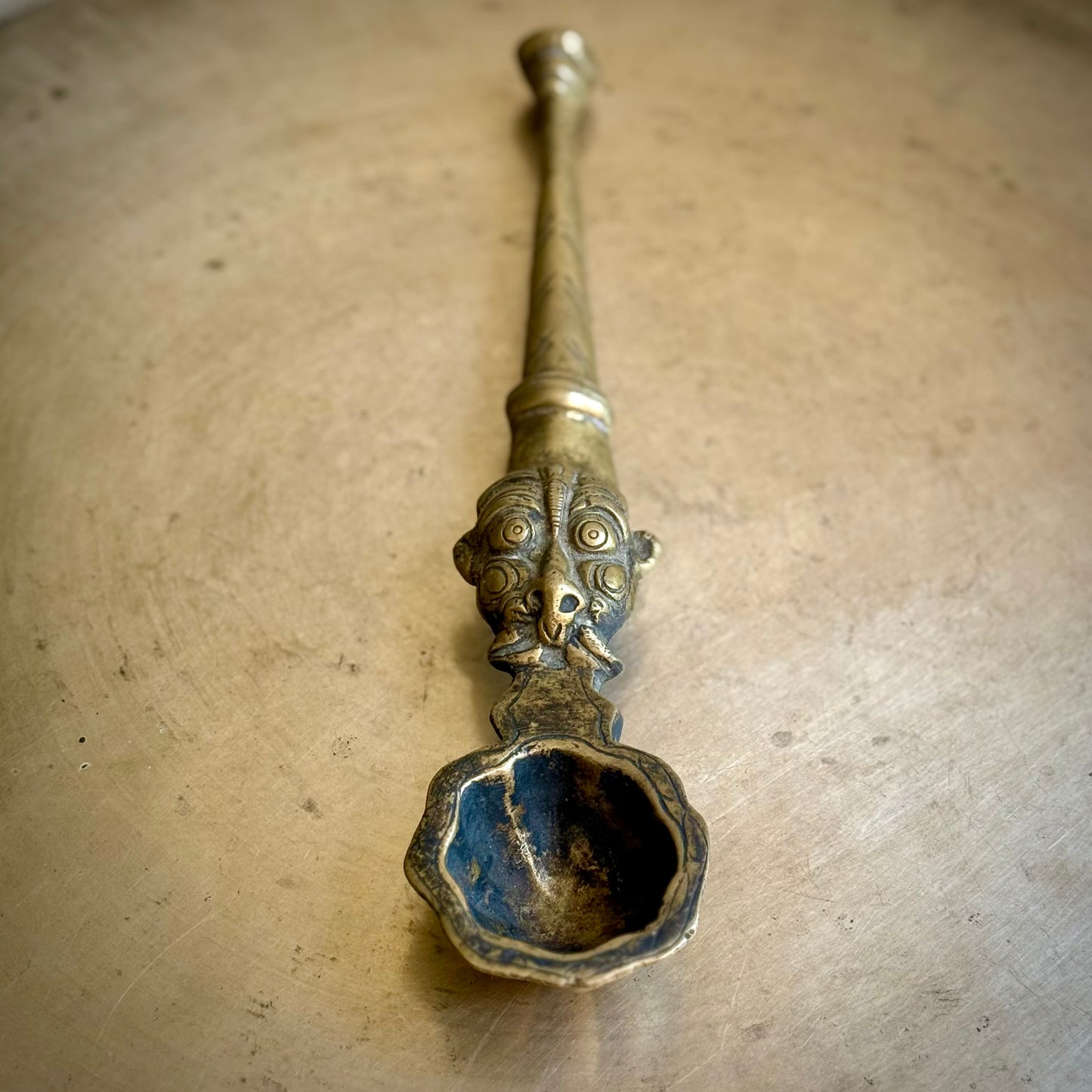 Rare Brass Yali Ritual Spoon