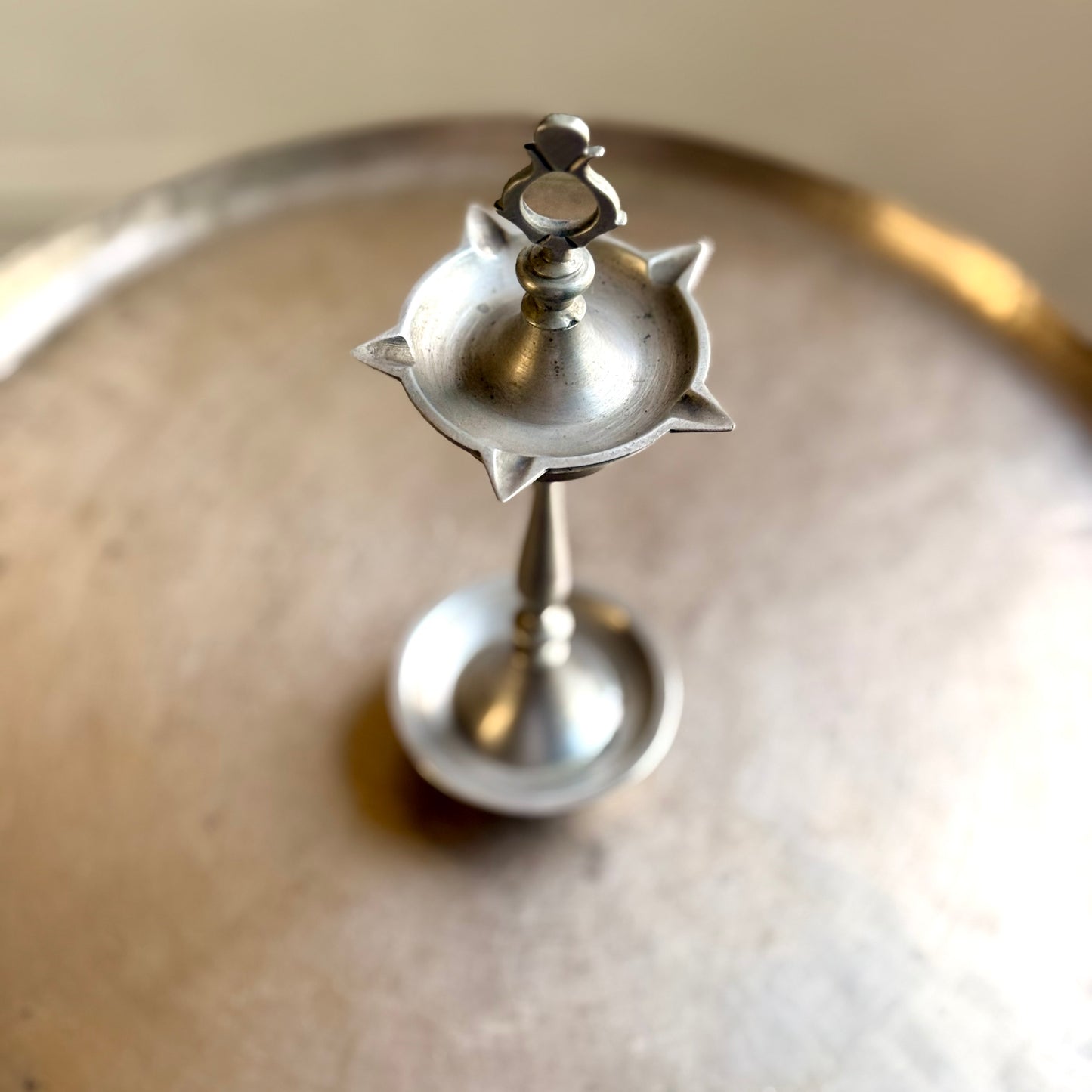 Vintage White Metal Deccan Lamp