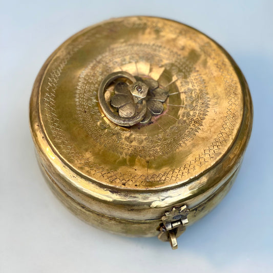 Vintage Brass Chapati Box 9”