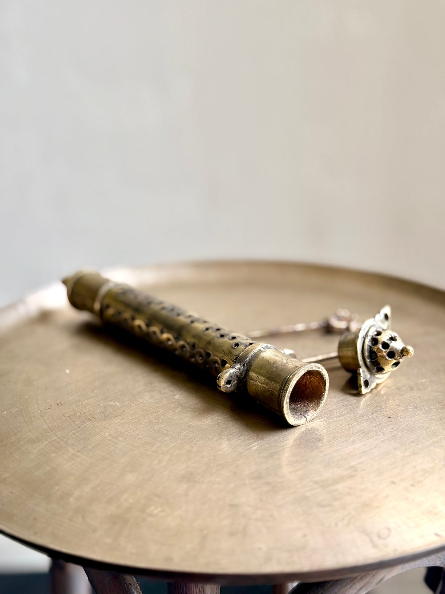 Vintage Brass Jaali Mughal Farhman Holder - Rajasthan