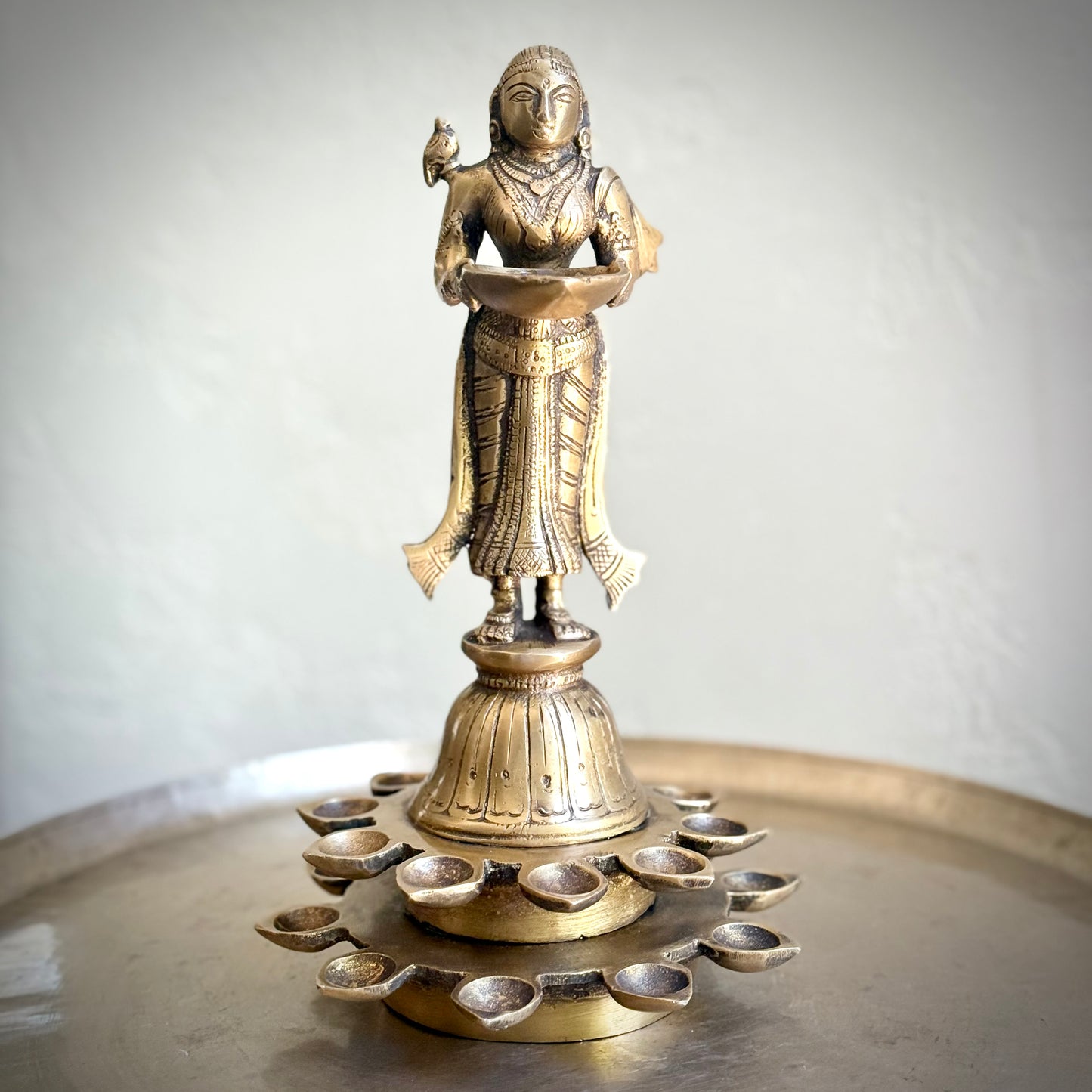 Brass Meenakshi Deepam with 21 diyas