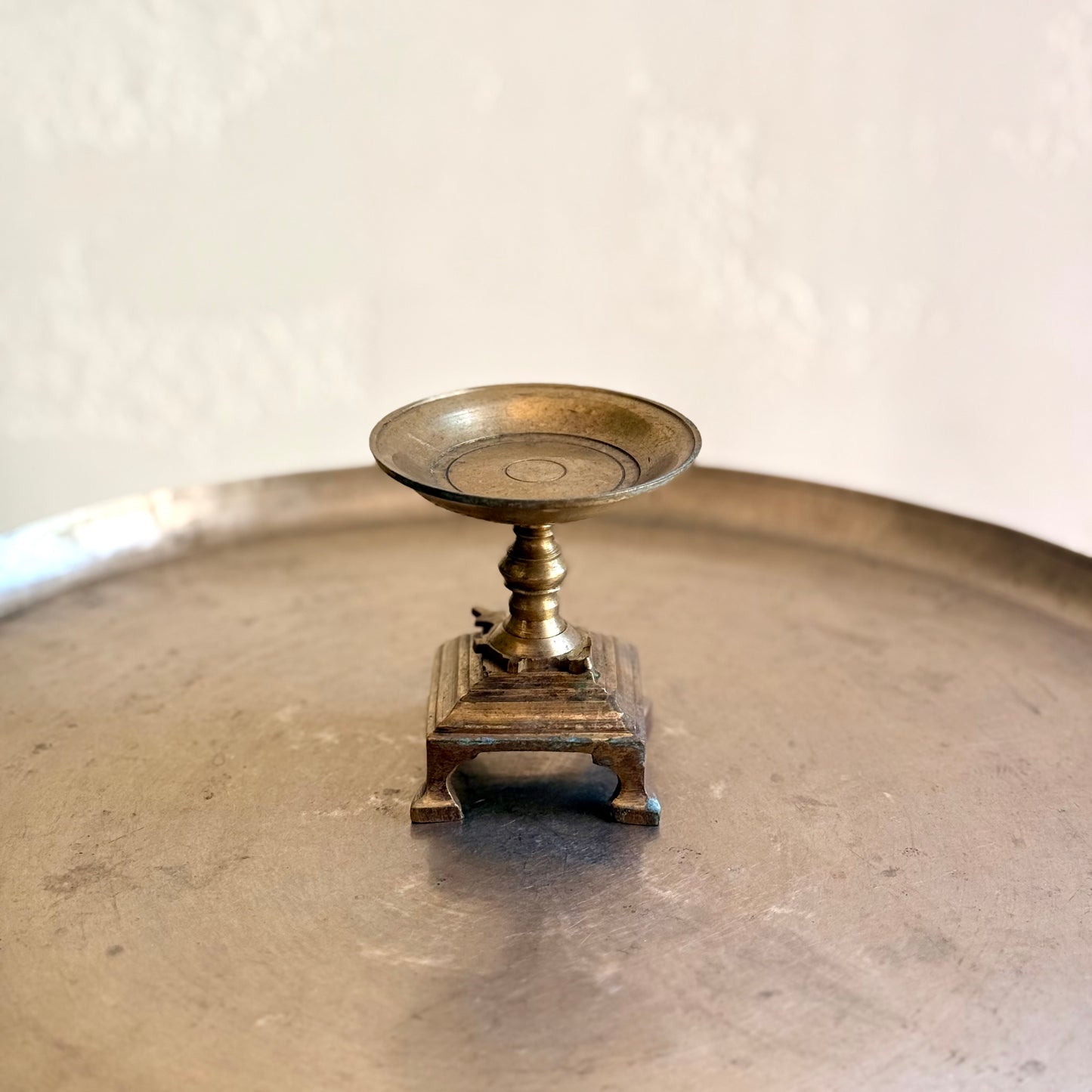 Vintage Miniature Brass Tortoise Pedestal Stand