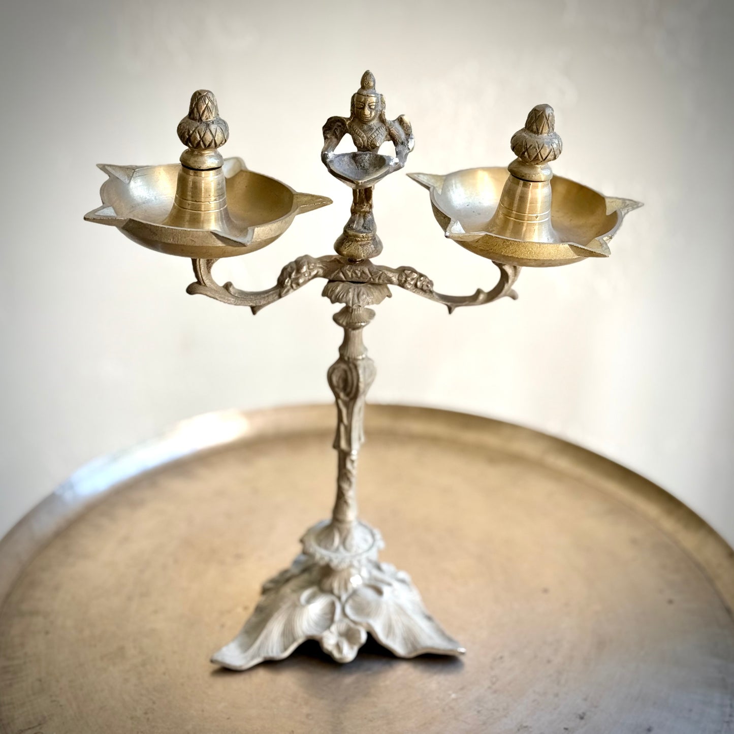 Exquisite Lamp With Pavaai Vilakku & Ornate Detailing