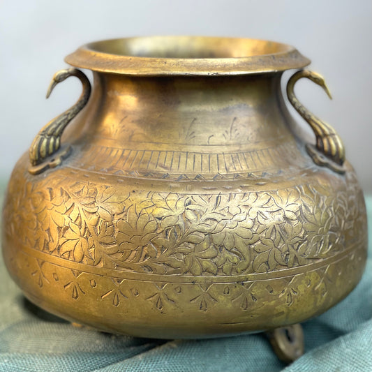 Hamsa Pot - Hand-Carved Brass Pot