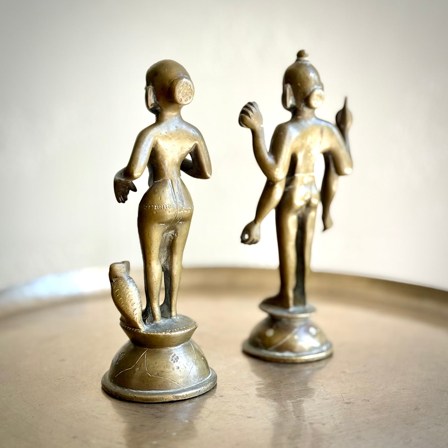 Lord Vishnu-Goddess Lakshmi Pair – Vintage Folk Style Idols