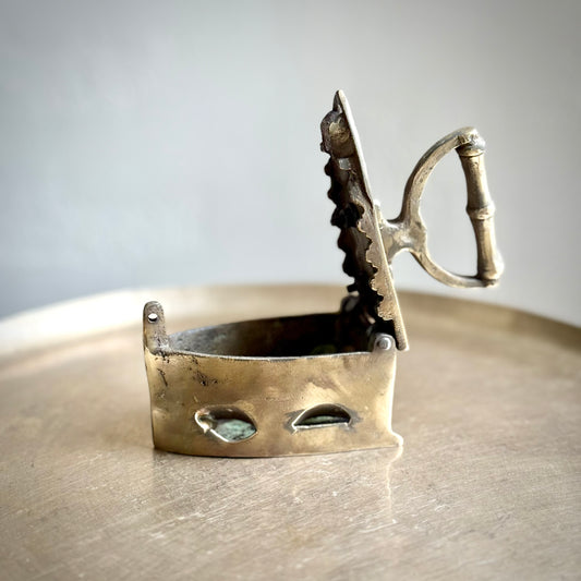 Vintage Brass Charcoal Iron