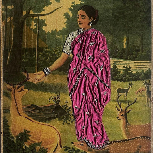 ‘Sita-Suvarnamriga’ Raja Ravi Varma Lithograph (Embellished Edition, extremely rare)