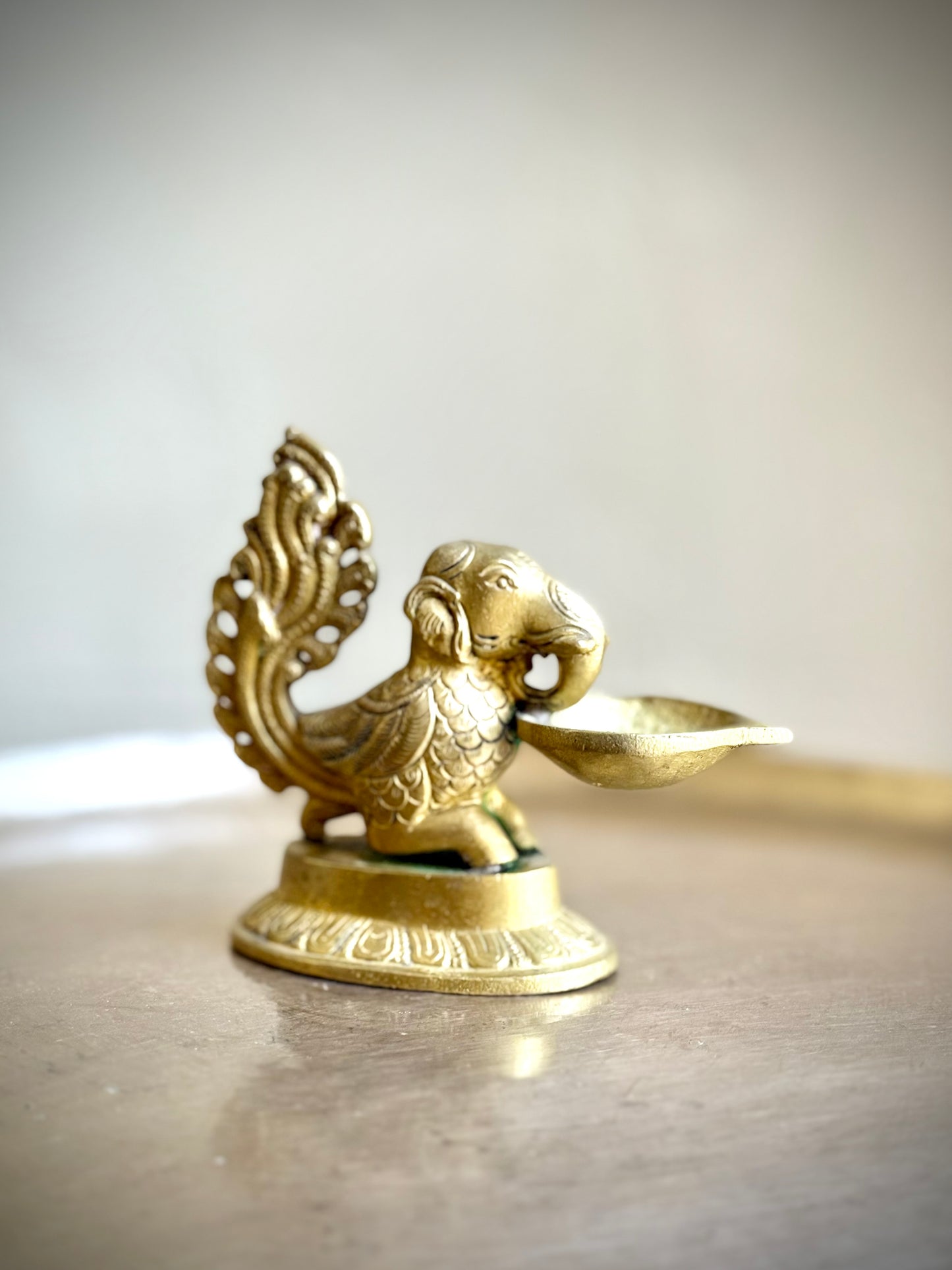 Gajamukha-Annapakshi Oil Lamp – A Rare Mythological Masterpiece