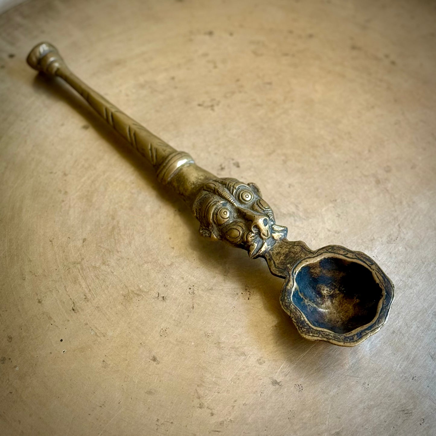 Rare Brass Yali Ritual Spoon