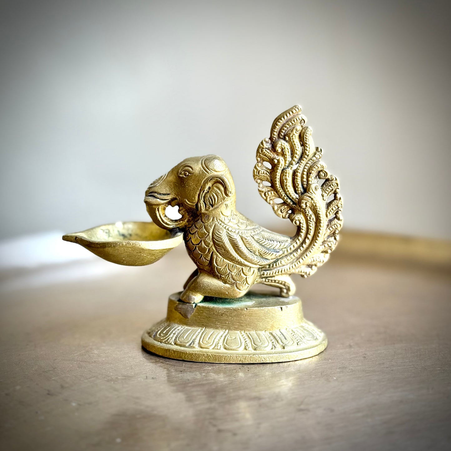 Gajamukha-Annapakshi Oil Lamp – A Rare Mythological Masterpiece