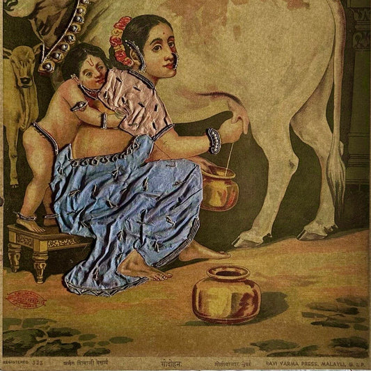 ‘Godohan’ Raja Ravi Varma Lithograph (Embellished Edition, extremely rare)