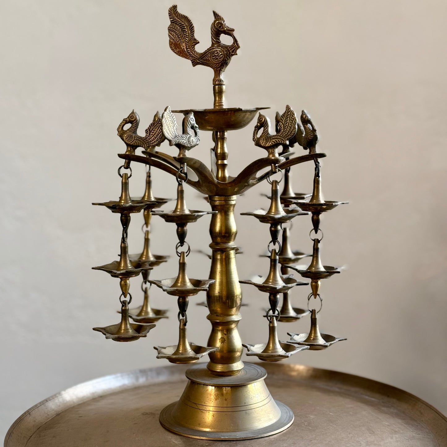 Vintage Brass Peacock Multi Layered Vilakku