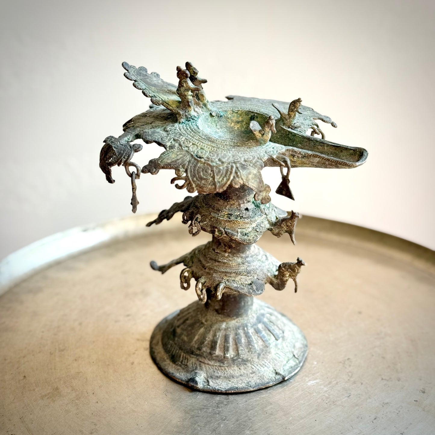 Dokra Lamp - Double Hamsa Design