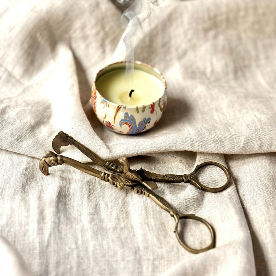 Vintage Brass Candle Snuffer (Scissor Style with Bird Motif)