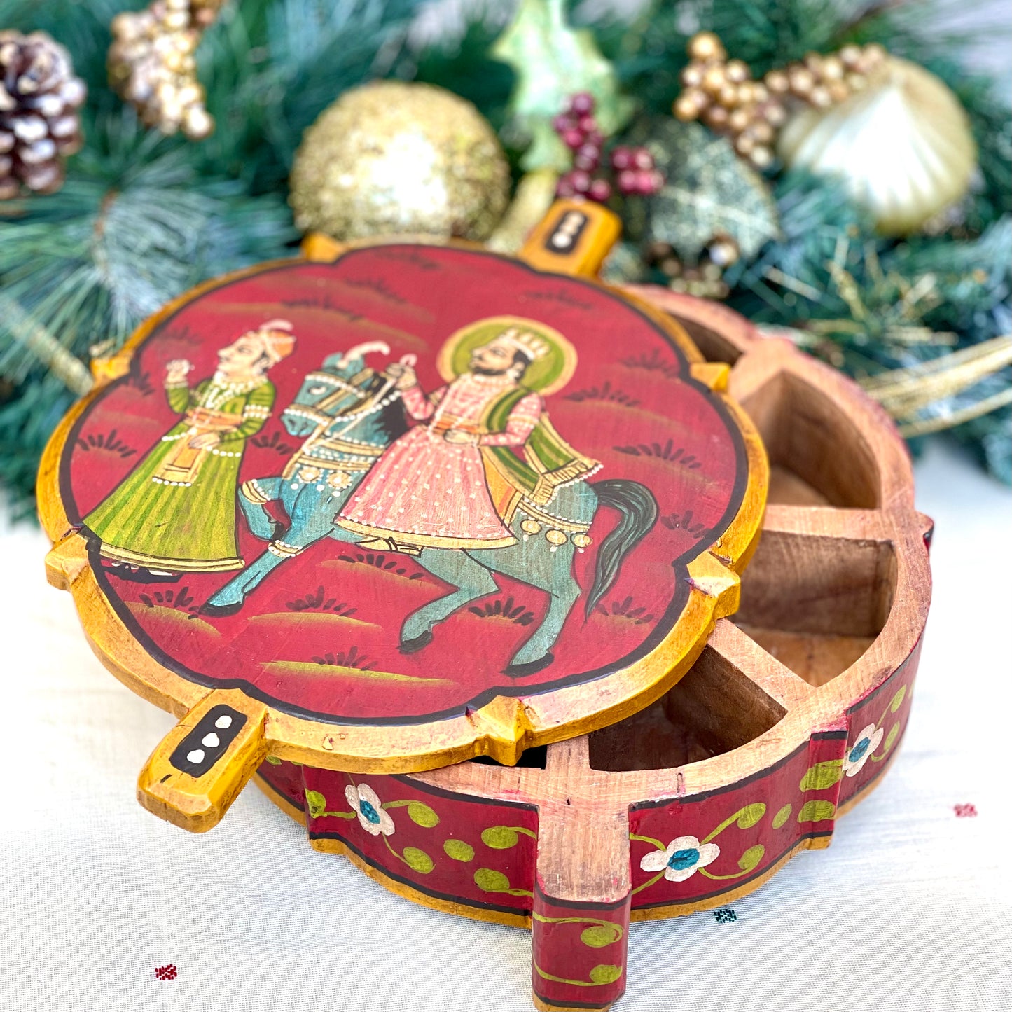 Wooden Hand Painted Spice Box