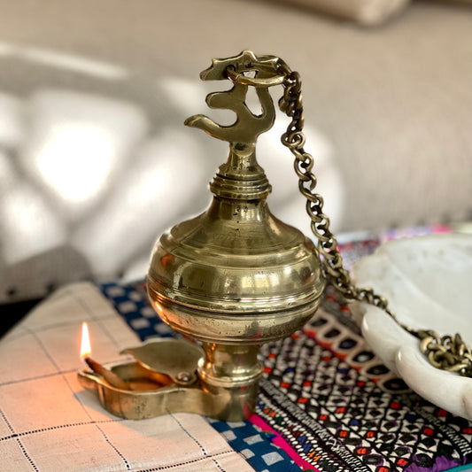 Vintage Om Hanging Oil Lamp