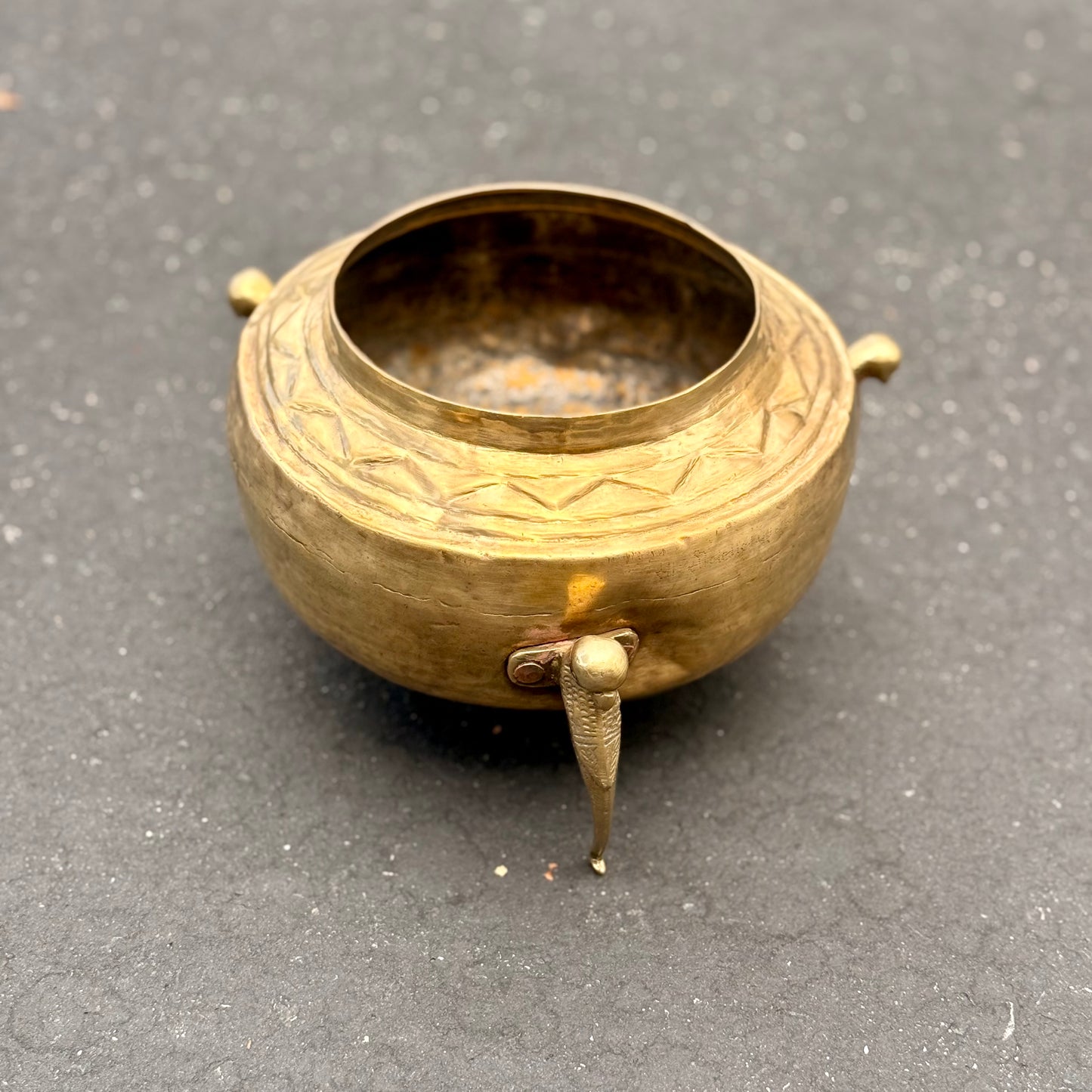 Antique Brass Footed Planter