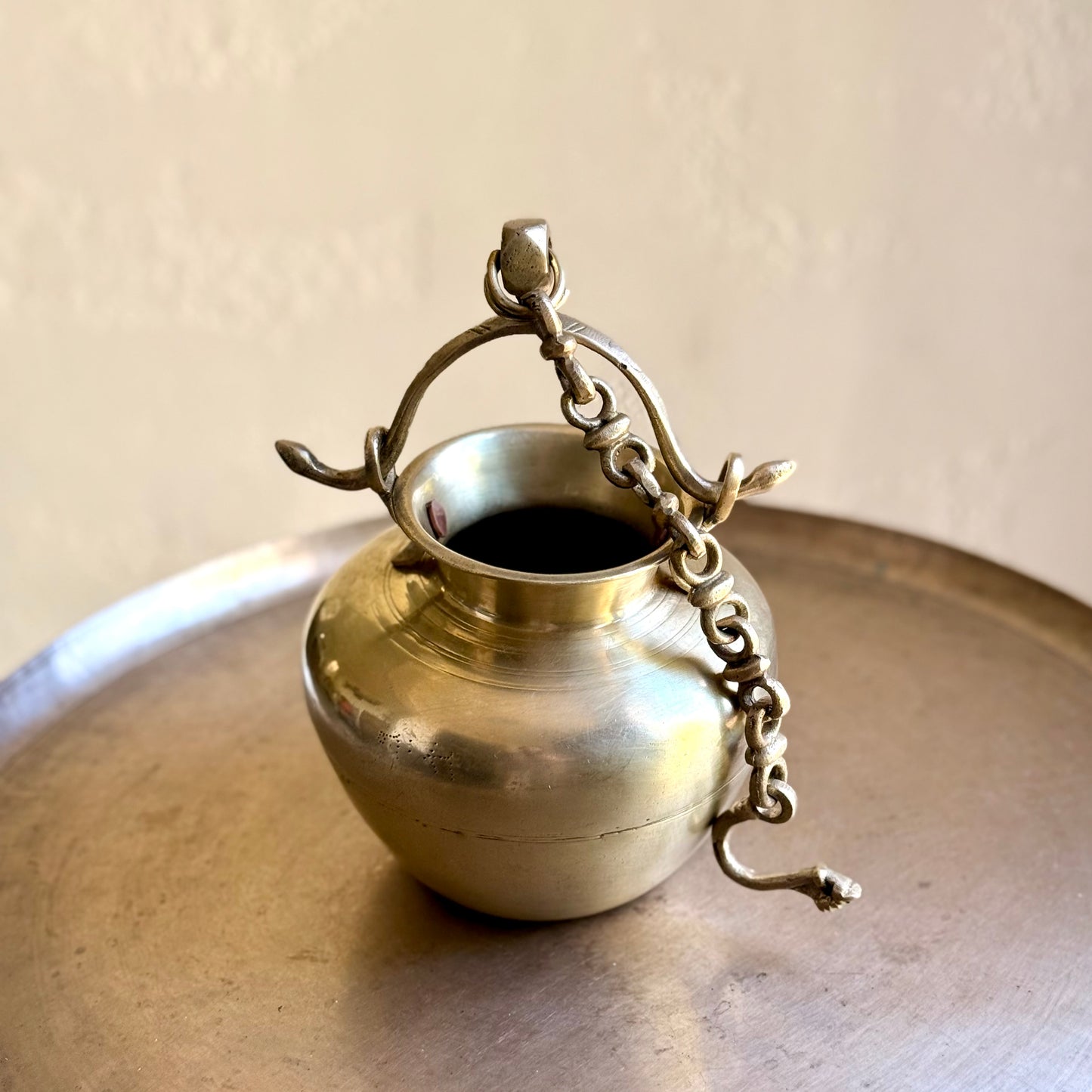 Vintage Hanging Brass Pot