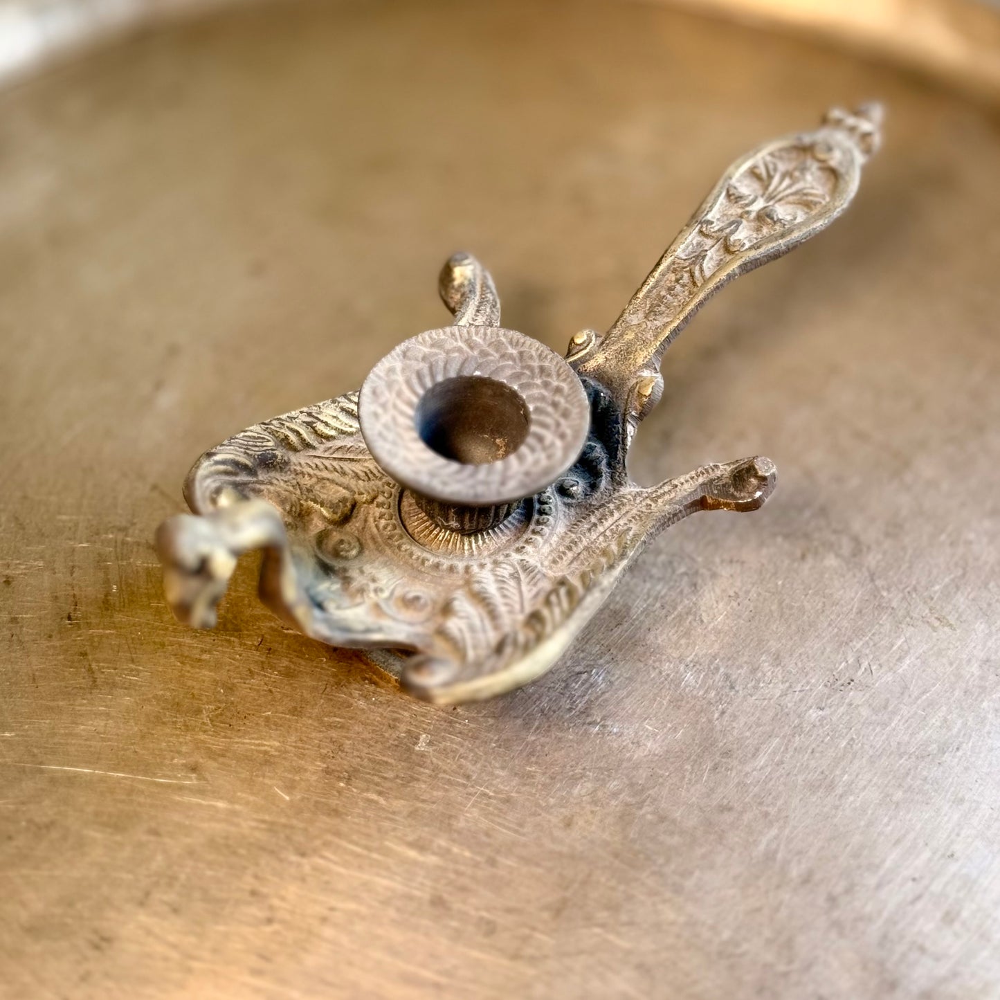 Vintage Brass Peacock Candle Holders – Pair