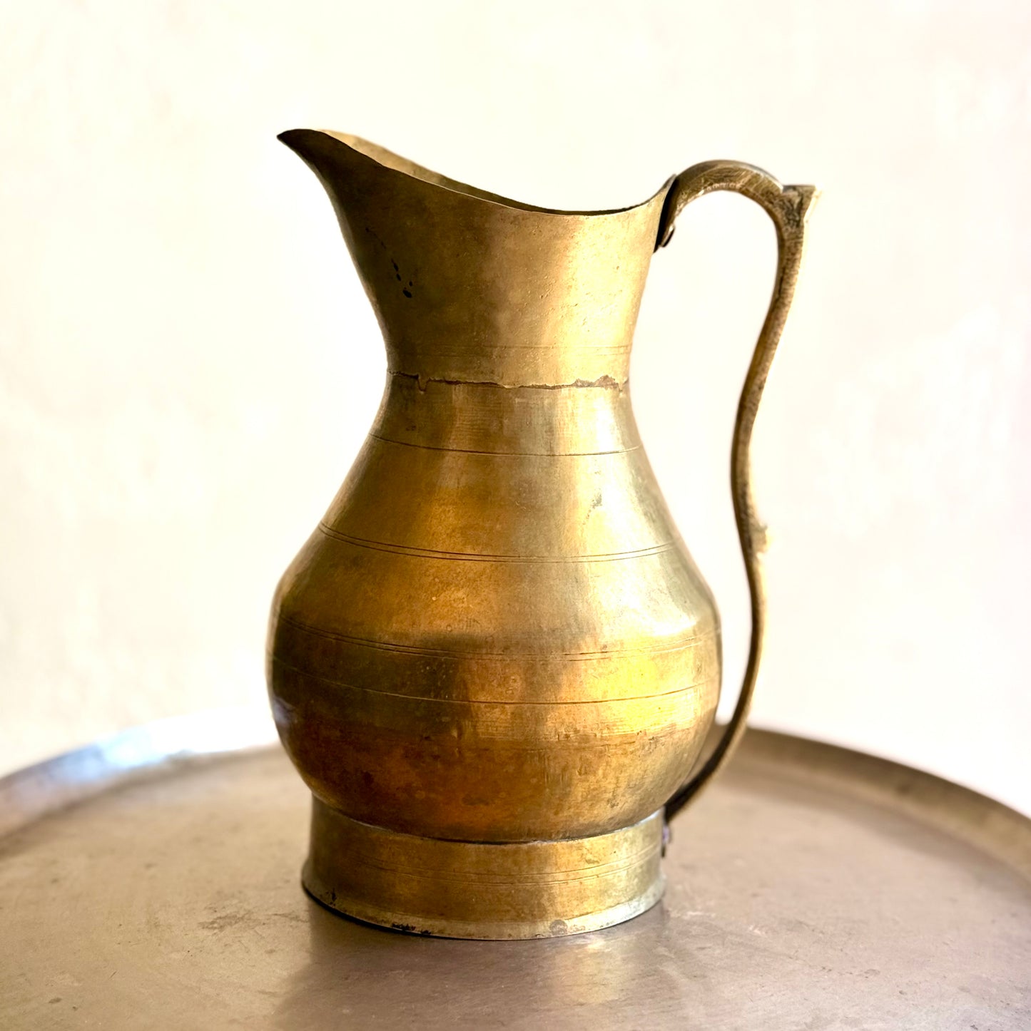 Vintage Handcrafted Brass Water Jug