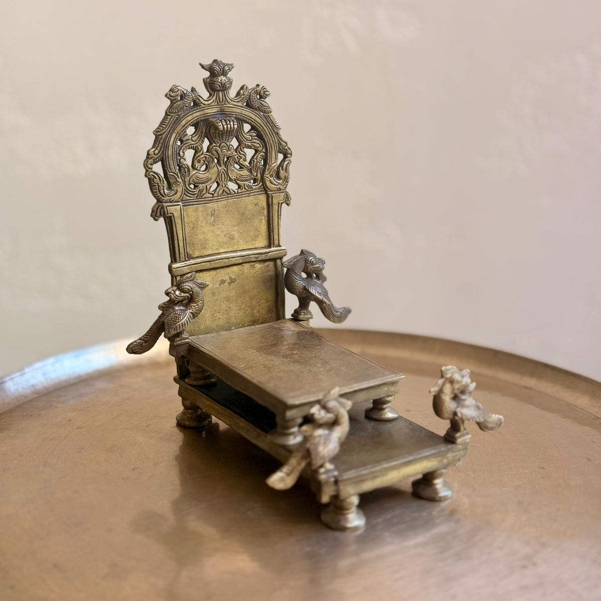 Rare Vintage Brass Singhashan