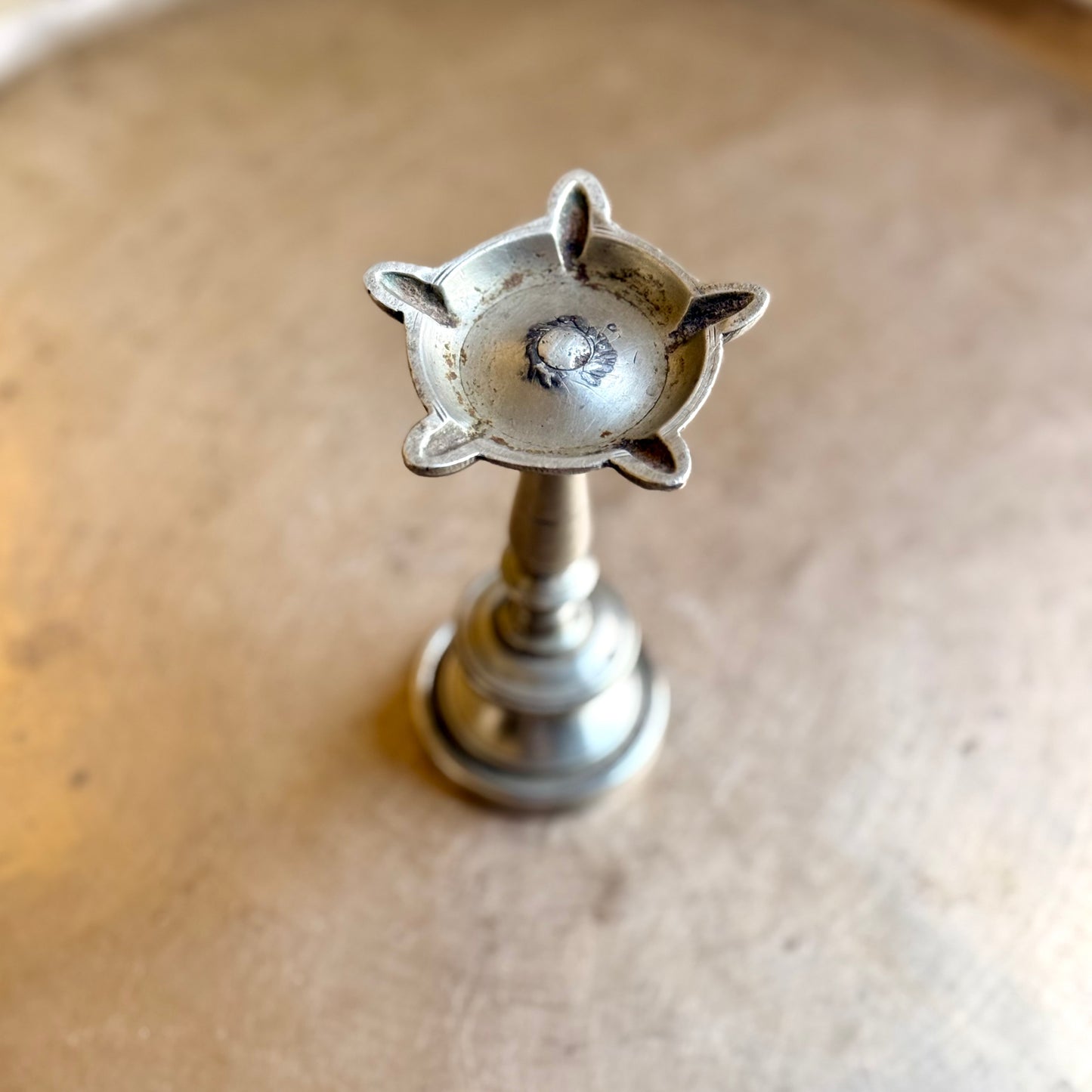 Vintage Mini White Metal Kuthu Vilakku