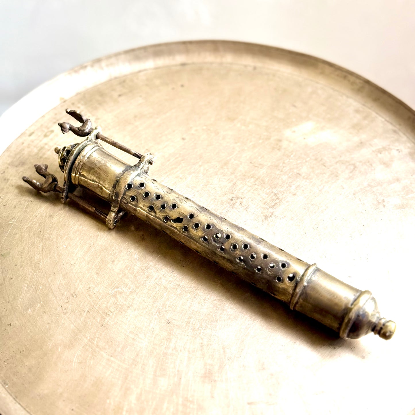 Vintage Brass Jaali Mughal Farhman Holder - Rajasthan