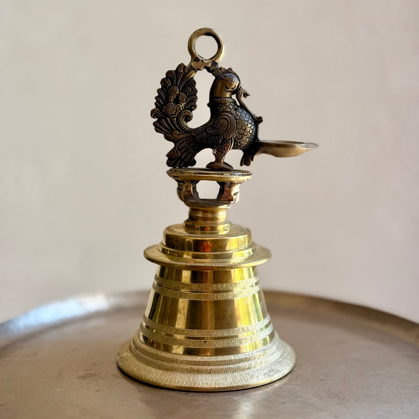 Majestic Mayil Brass Statement Bell & Ritual Oil Lamp