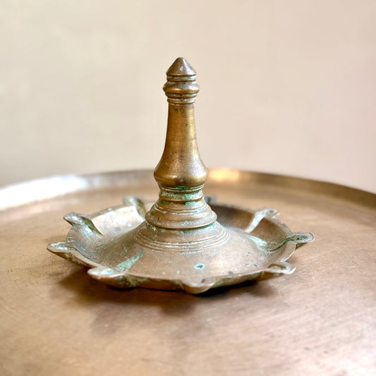 Vintage Brass 9-Wick Diya Plate