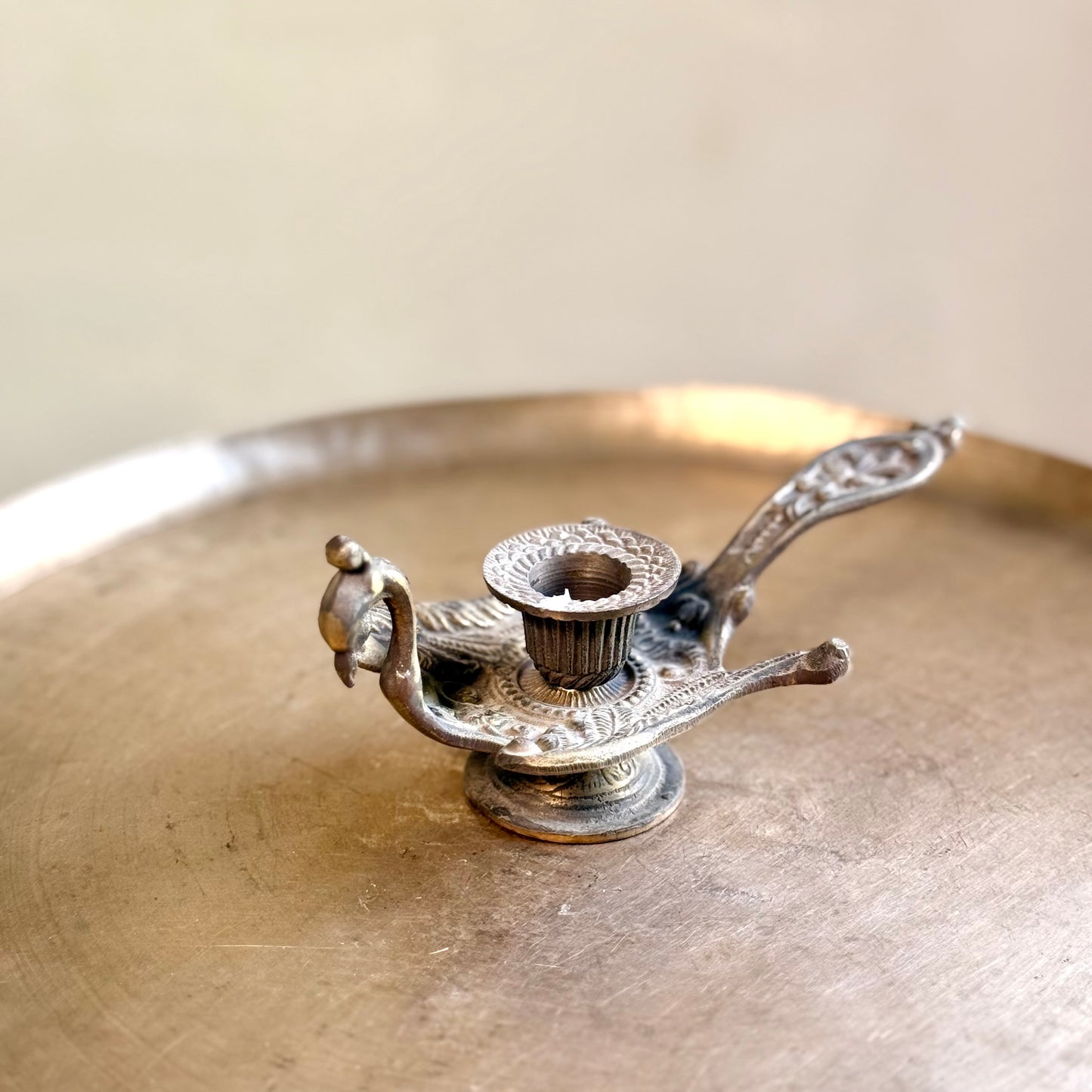 Vintage Brass Peacock Candle Holders – Pair