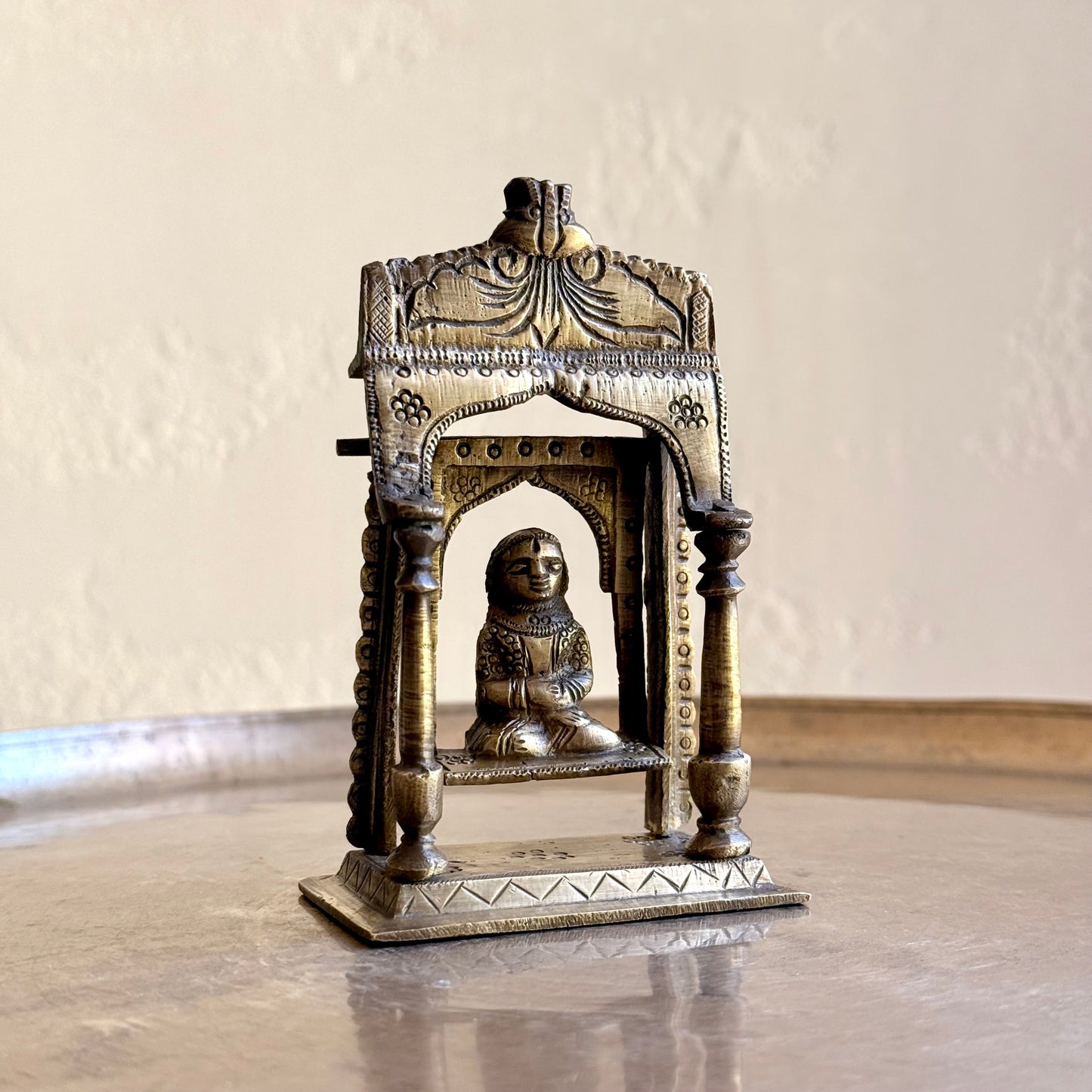 Antique Chaitra Gaur Bronze Miniature on Moving Swing