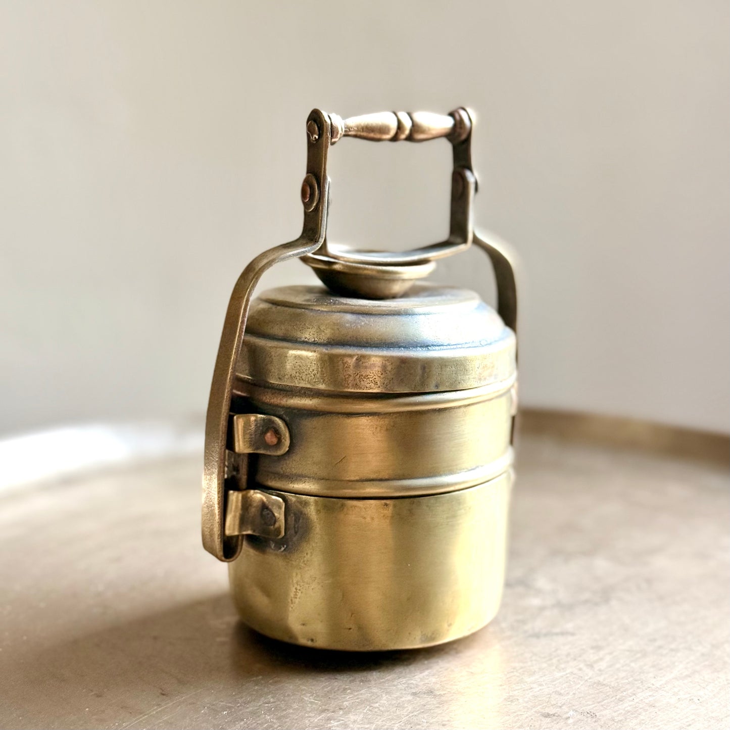 Vintage Brass Mini Tiffin Box – Rare Collectible