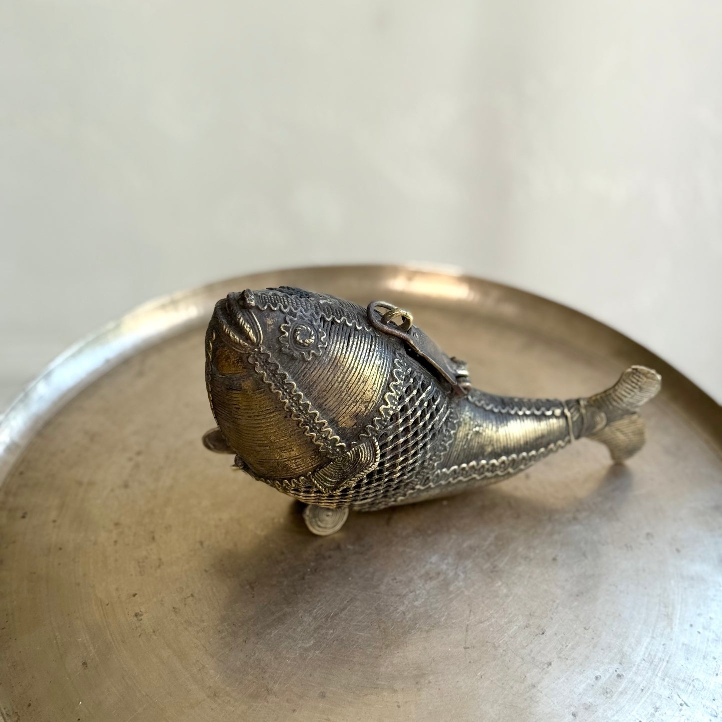 Vintage Dokra Fish-Shaped Box