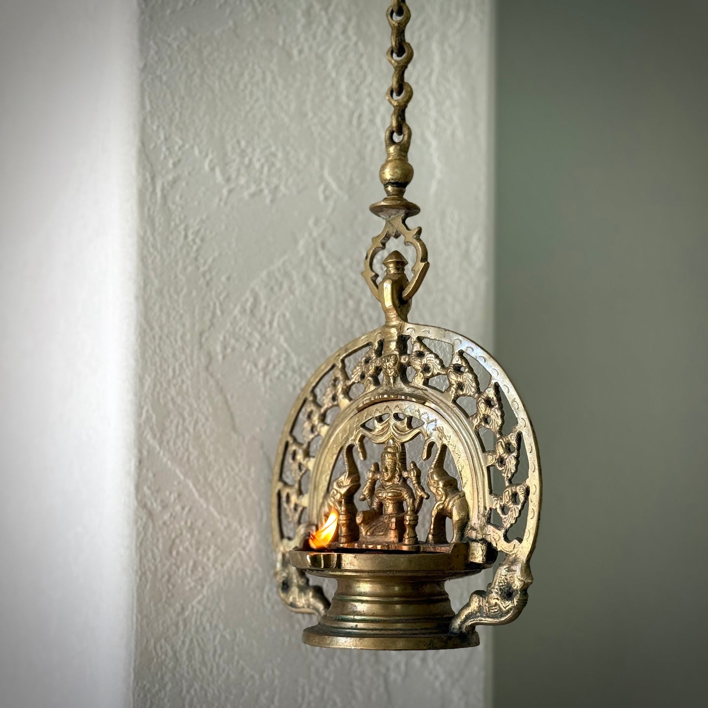 Vintage Gajalakshmi Hanging Oil Lamp