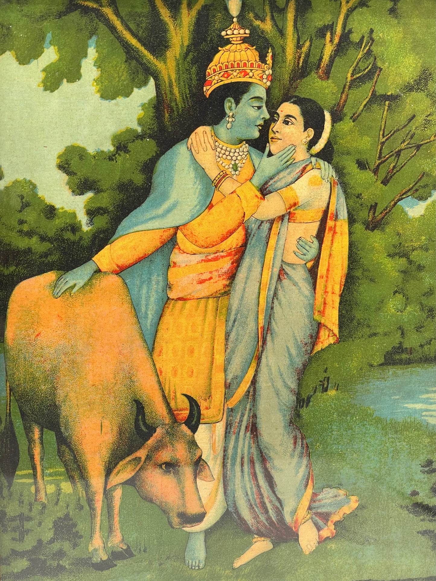 ‘Radha-Krishna’ Raja Ravi Varma Lithograph Print