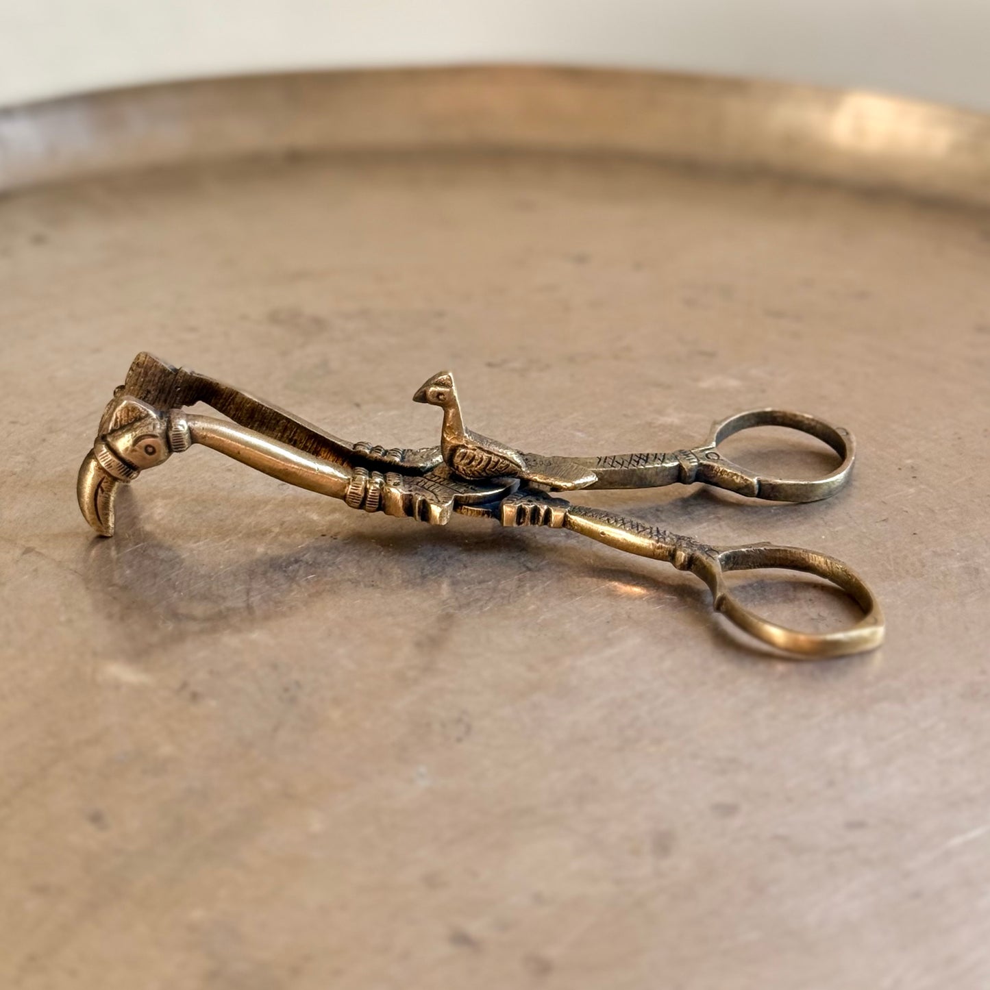 Vintage Brass Candle Snuffer (Scissor Style with Bird Motif)