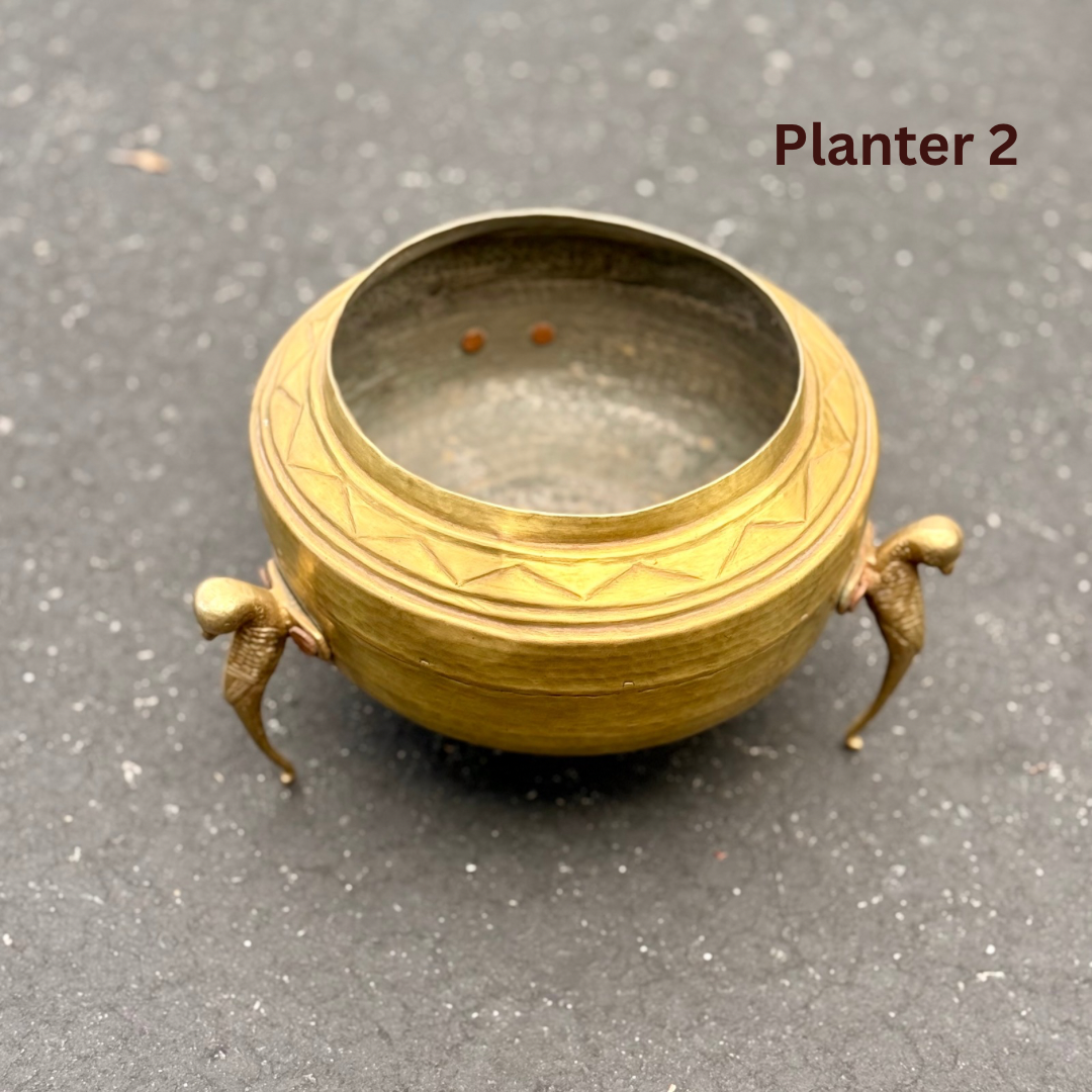 Antique Brass Footed Planter
