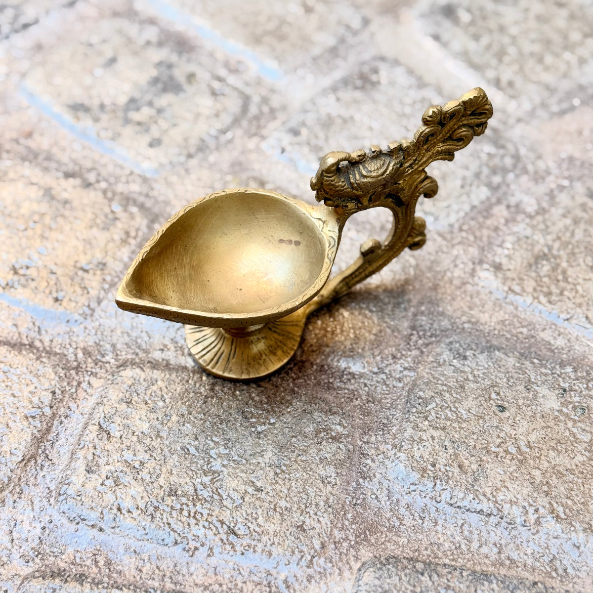 Brass Peacock Oil Lamp