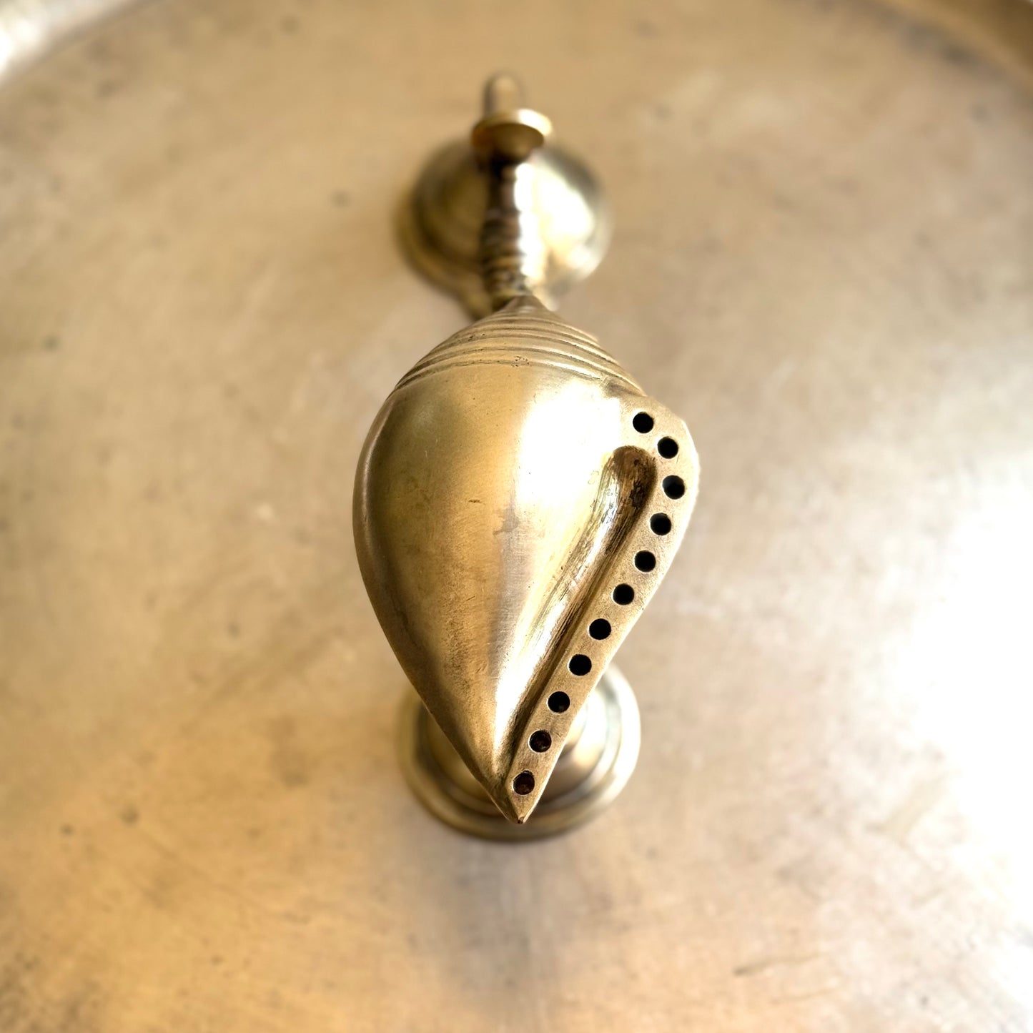 Handcrafted Brass Shankha Incense Holder with Integrated Handle