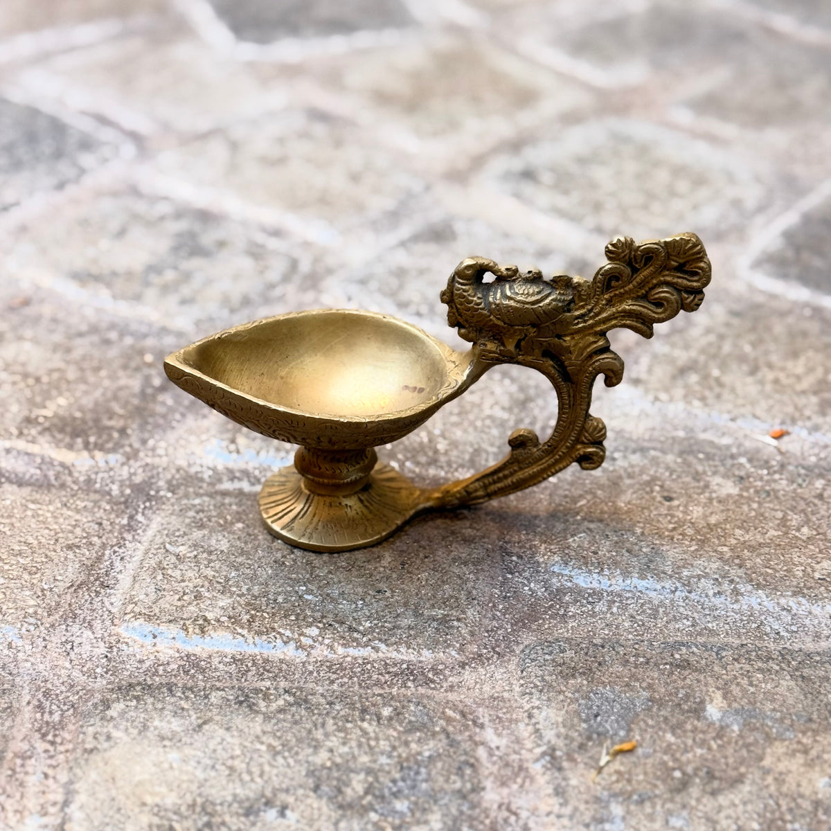 Brass Peacock Oil Lamp