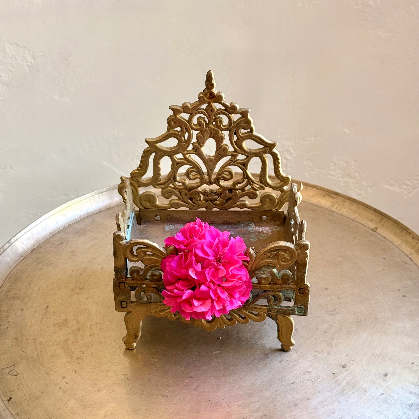 Vintage Brass Singhashan - Rajasthan (Mid 20th Century)