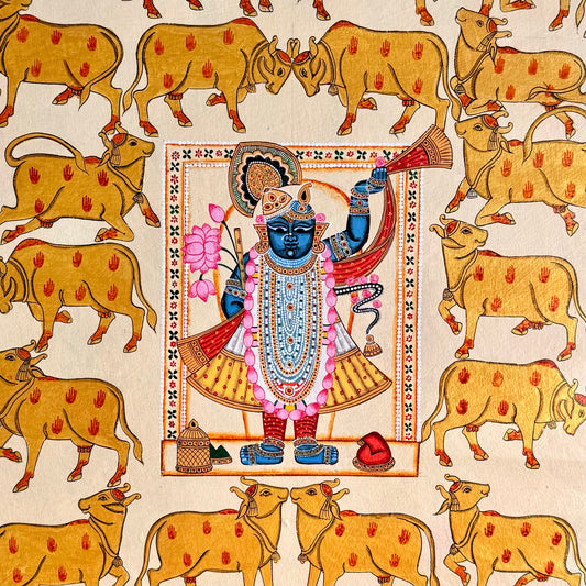 Shrinathji with Golden Cows - Pichwai Painting