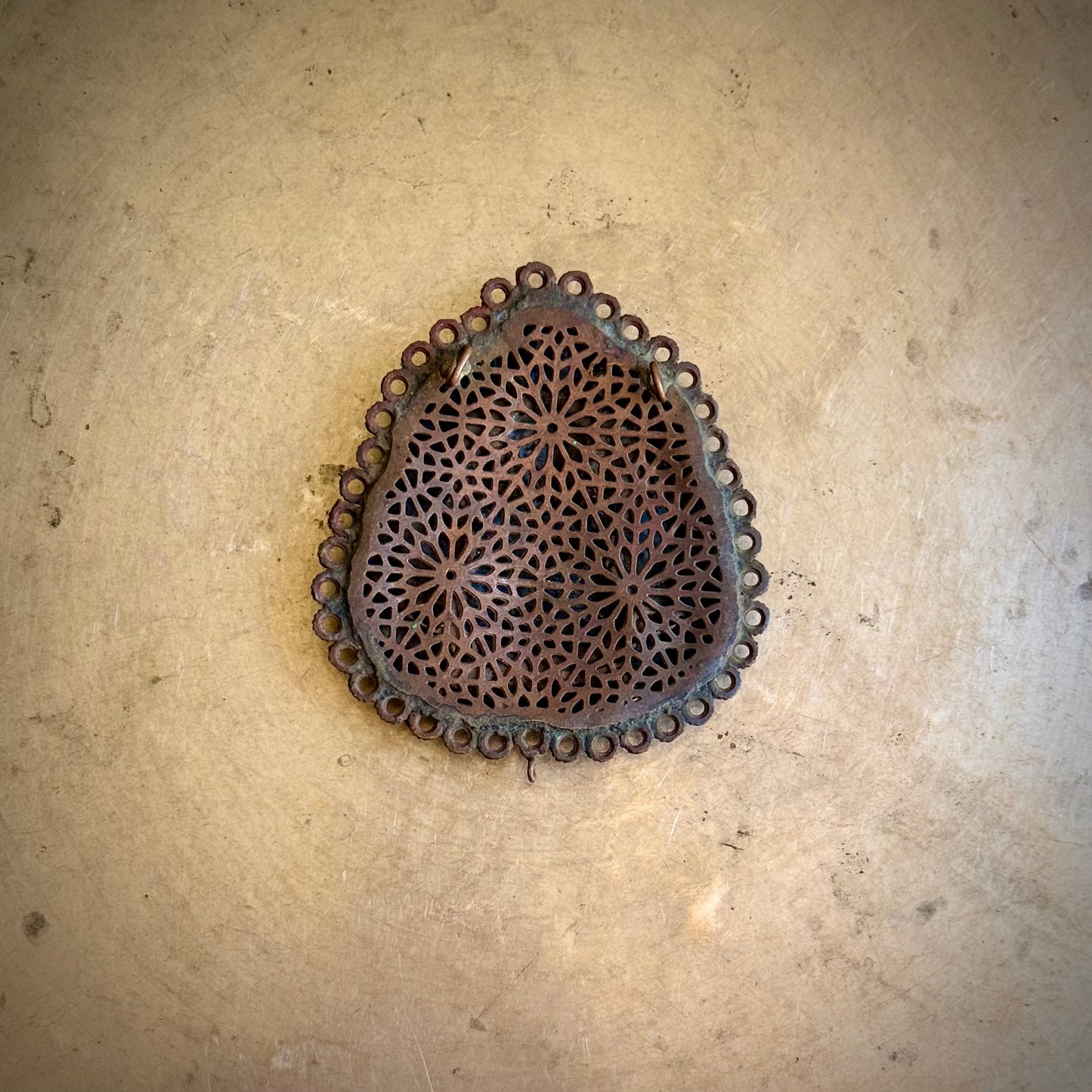 Rare Repoussé Brass Gajalakshmi Appliqué