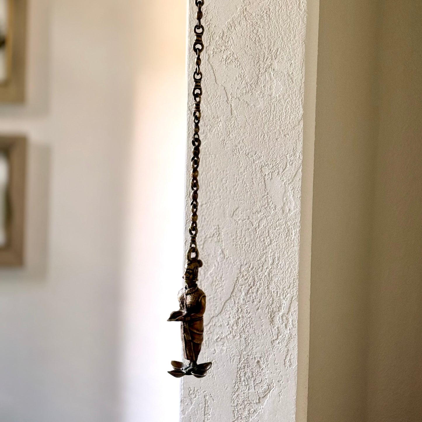 Vintage Hanging Oil Lamp with Lady Figurine