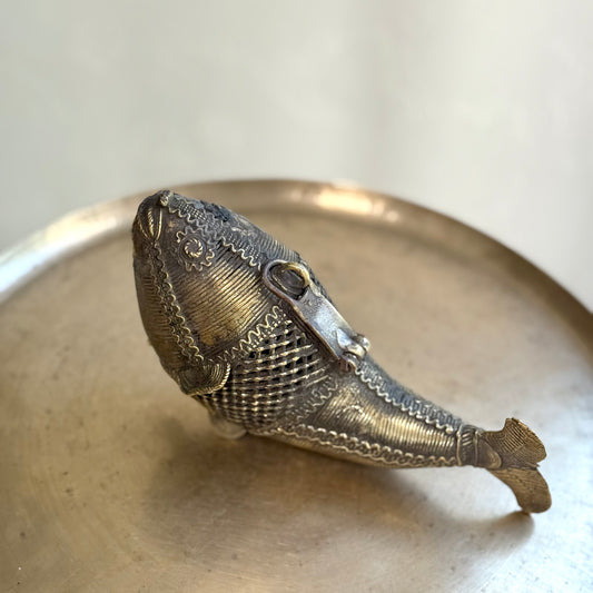 Vintage Dokra Fish-Shaped Box